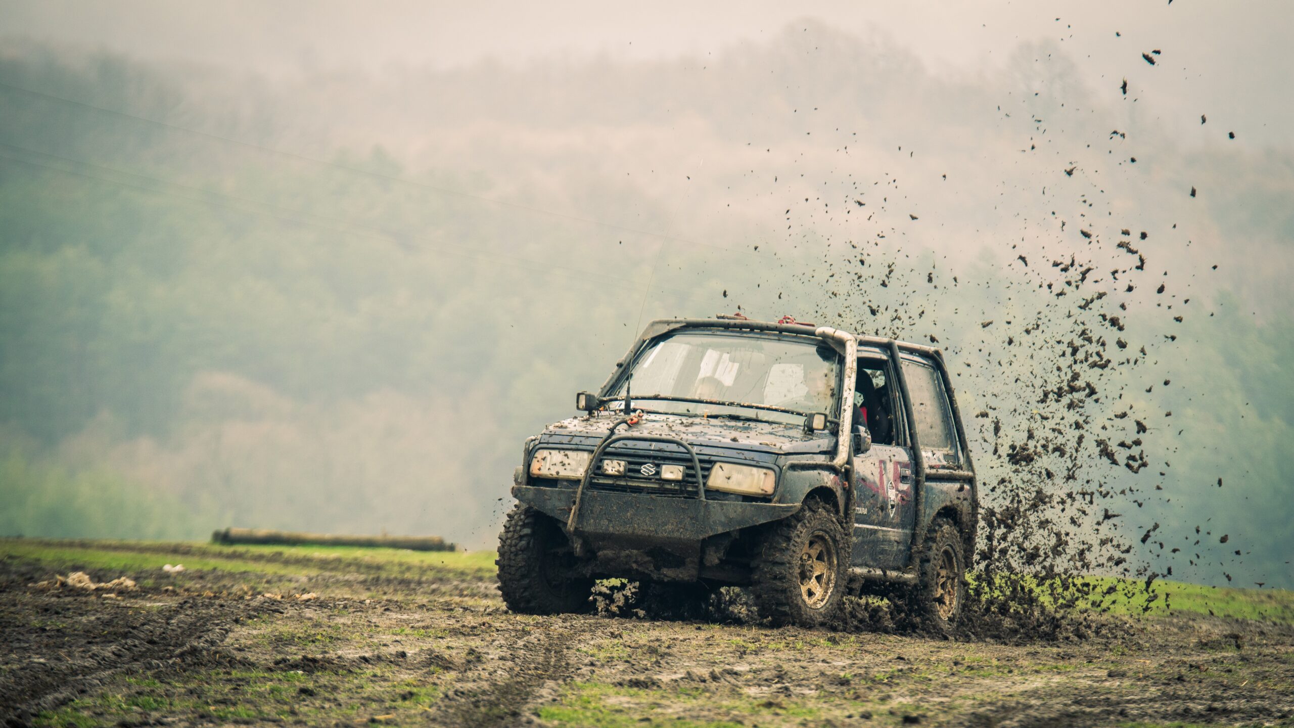 Vehicles at the top of a mountain