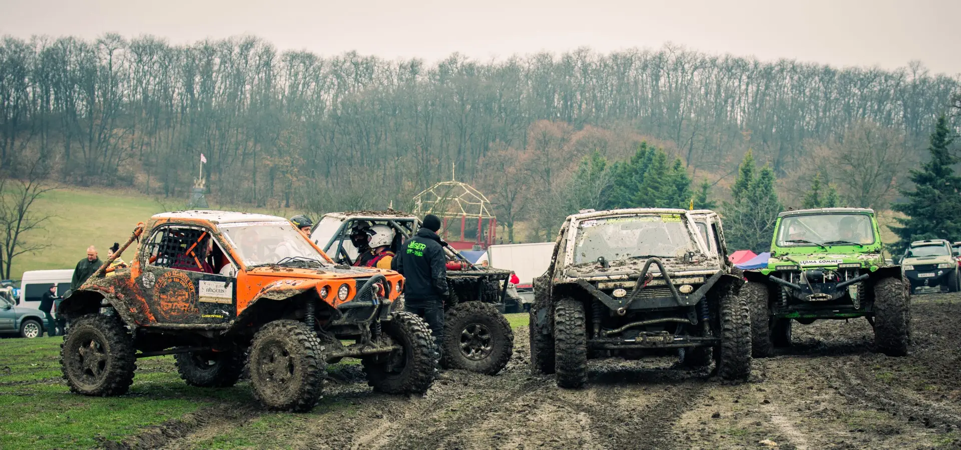 Dirty vehicle at the end of the trophy